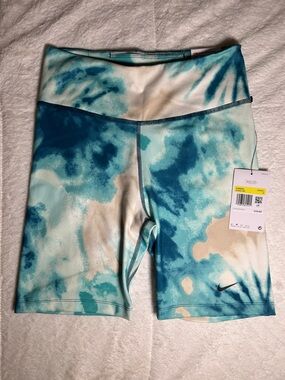 NWT Nike Women's Teal & Cream Tie-Dye Bike Shorts